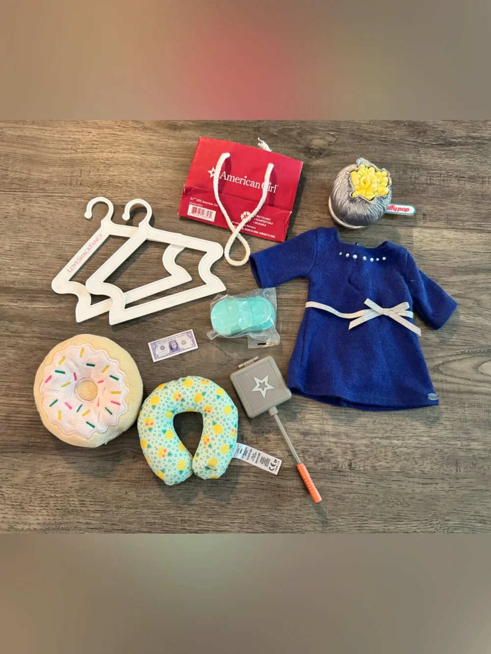 American Girl 18” Doll Lot Truly Me Dress Sandals Popcorn Pillows Cooking Iron